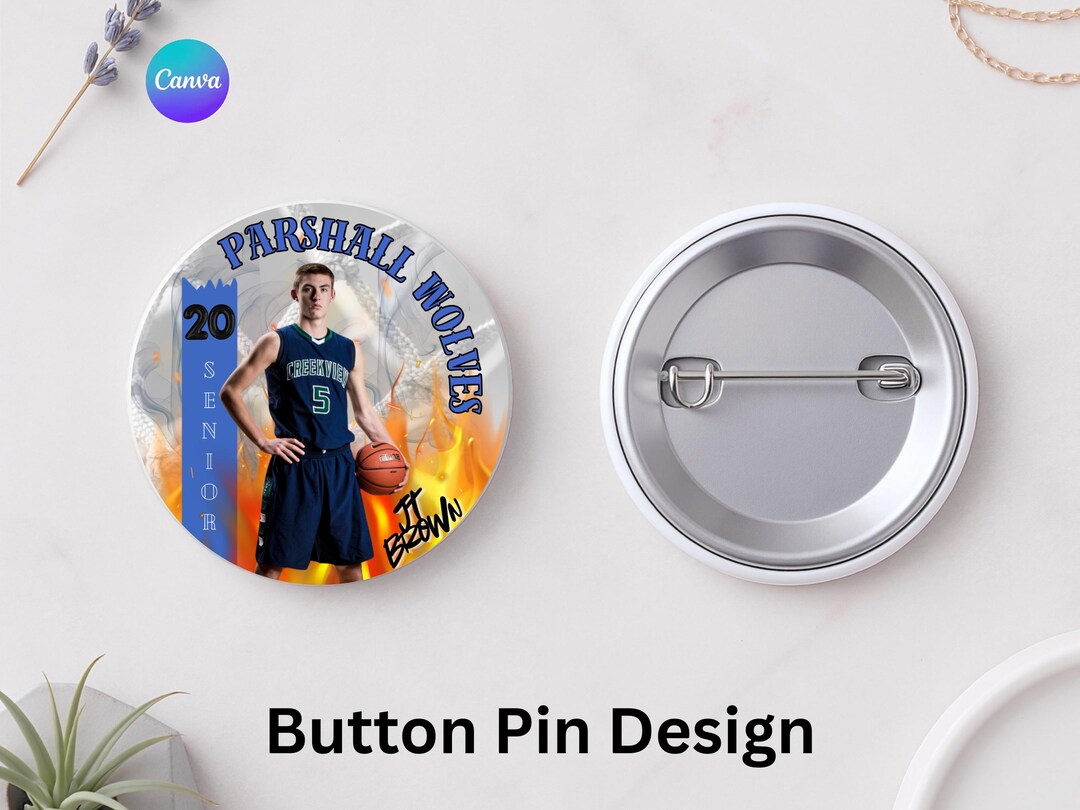 DIY Sports Button Design Template, Editable on Canva, Pin Button ...