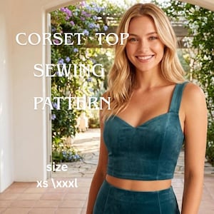 Corset Top Sewing Pattern | XS-XXXL | Instant Download | Easy Digital PDF | Women's Crop Top | Summer Lace Up Strap Top Sweetheart Neckline