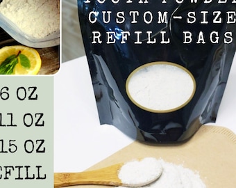 Tooth Powder REFILL Bags | Natural | Vegan | Juicy Mint | Fluoride-Free Polish | Best-Seller | Choose Your Size! 6 oz, 11 oz, 15 oz Refills