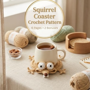 Handmade Squirrel Coaster Crochet Pattern Instant PDF Download