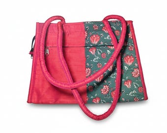 Boho Handmade Fabric Handbag | Floral Shoulder Tote | Artisan Cloth Purse | Lightweight Everyday Bag