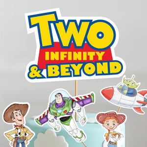 Two Infinity and Beyond Centerpieces, Toy Story Cake Topper Party Decorations Printable