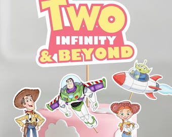 Toy Story Girl 2.Geburtstag Herzstück, zwei Infinity Pink Cake Topper Printable