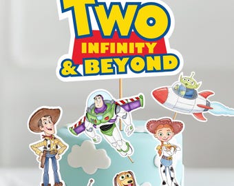 Two Infinity and Beyond Centerpieces, Toy Story Cake Topper, Printable Birthday Party Decor