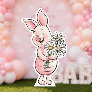 Piglet Cutout, Pink Baby Shower - Birthday Photo Prop Printable