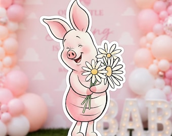Piglet Cutout, Pink Baby Shower - Birthday Photo Prop Printable
