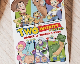 Invitación "Dos Infinitos y Más Allá", 2.º Cumpleaños de Toy Story, Invitación de Fiesta Editable en Canva