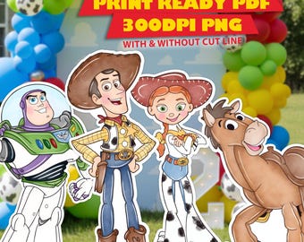 Toy Story Cutouts, Woody Buzz Jessie Bullseye Life Size Photo Props Printable