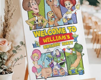 Toy Story Welcome Sign, Editable Canva Birthday Sign Template