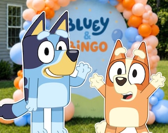 Bluey Bingo Cutouts, Life Size Cartoon Photo Props Printable Party Decor