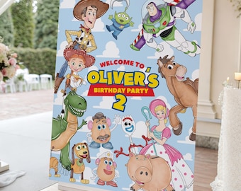Toy Story Welcome Sign, Editable Canva Birthday Party Sign