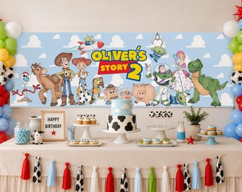 Toy Story Birthday Banner, Editable Canva Backdrop, Party Banner Printable