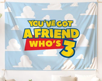 Toy Story 3rd Birthday Backdrop, You’ve Got a Friend Who’s 3 Editable Canva Template