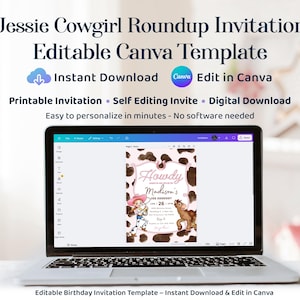Jessie Birthday Invitation, Toy Story Roundup Invite, Editable Canva Template image 8