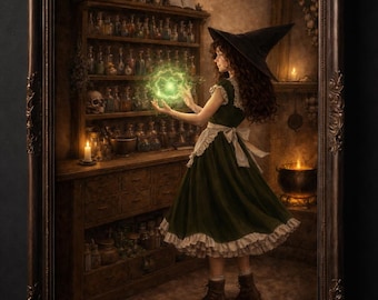 Witch Apothecary Art Print | Dark Academia Potion Illustration (Instant Download)