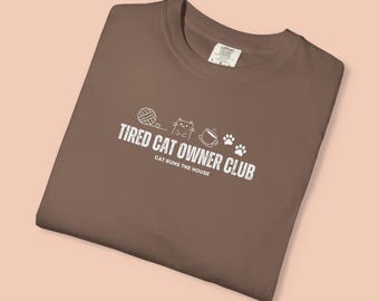 Camiseta del Club de Dueños de Gatos Cansados, Camiseta Divertida para Amantes de los Gatos, Corriendo a base de Café y Caos Gatuno, Camiseta para Mamás de Gatos, Regalo para Papás de Gatos, Regalo para Amantes de los Gatos