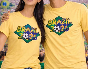 Camiseta de fútbol de Brasil 2026, Camiseta de fútbol de Brasil, Camiseta con la bandera de Brasil, Camiseta del Mundial de Fútbol 2026, Camiseta para aficionados de Brasil, Camiseta para el día del partido