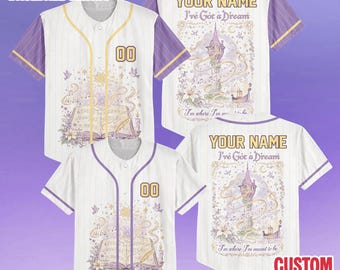 Custom Rapunzel Collection Baseball Jersey, Disney Princess Rapunzel Jersey, Disney Baseball Jersey Sports Cute Gifts For Fans
