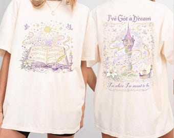 Camiseta vintage de Disney Enredados, Rapunzel, colores cómodos, camiseta "Tengo un sueño", princesa Rapunzel Pascal, Disney Enredados, floral, princesa perdida