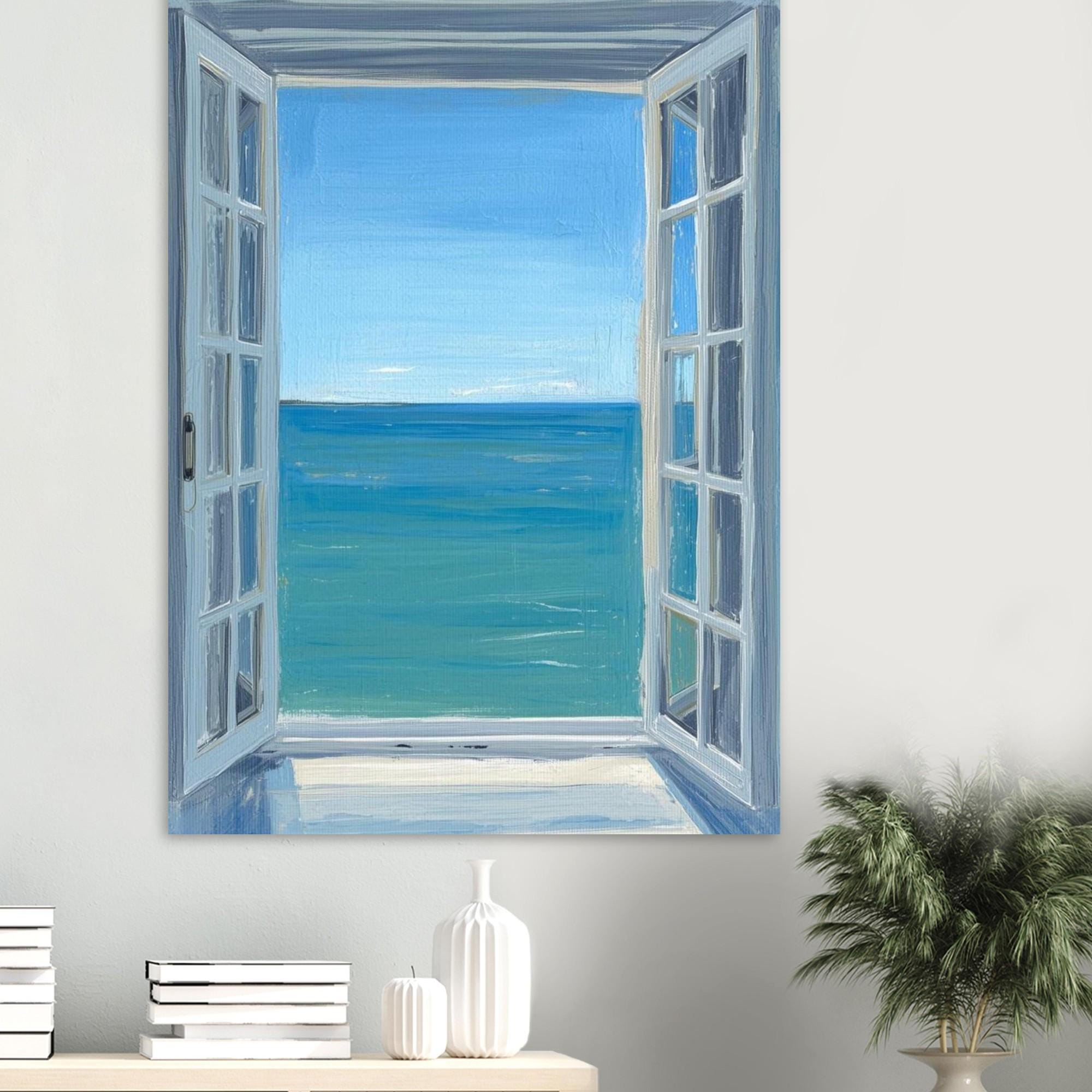 Coastal Window View Wall Art | Ocean Painting Print | Beach House Decor ...