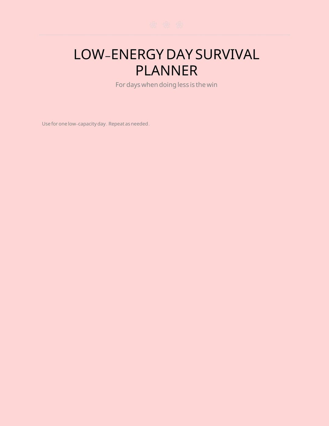 Low Energy Day Survival Planner PDF | Gentle Printable for Bad Mental ...