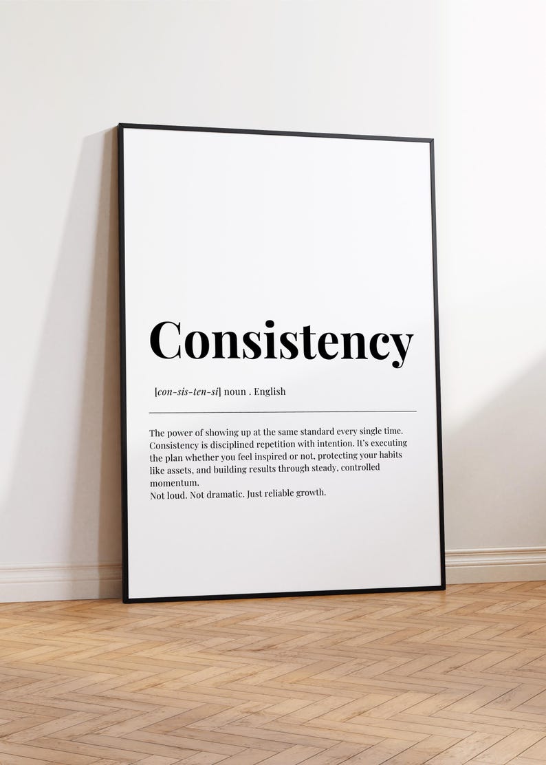 Consistency Definition Poster, Minimalist Motivational Wall Art, Daily ...