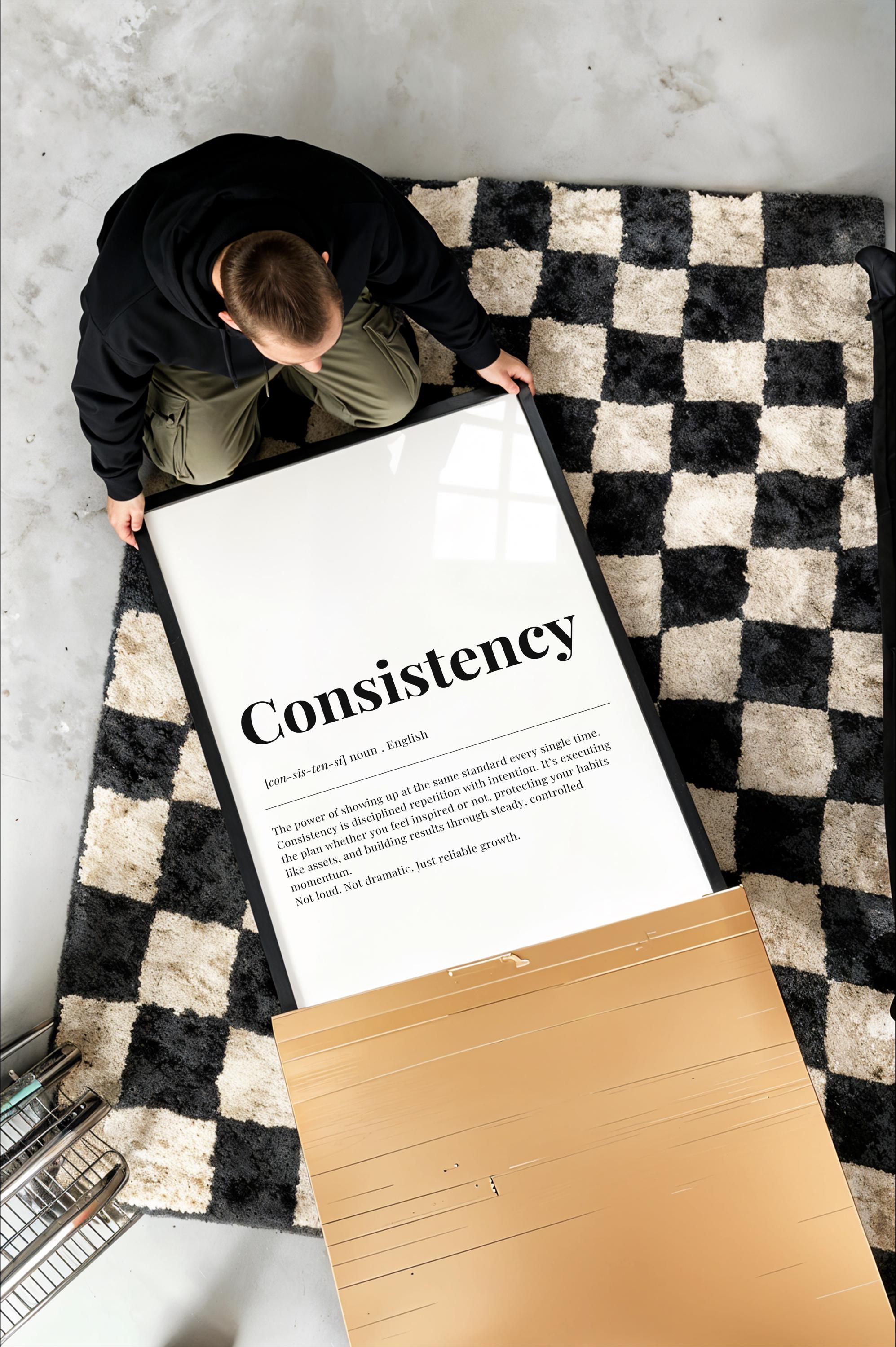 Consistency Definition Poster, Minimalist Motivational Wall Art, Daily ...