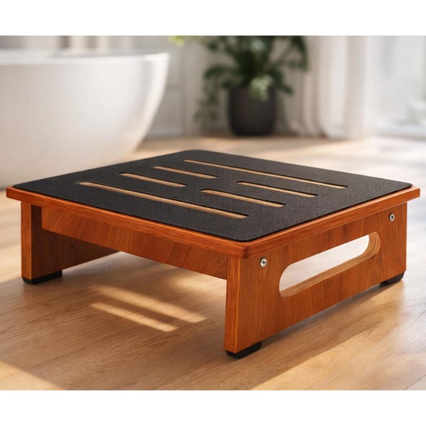 Heavy Duty Wooden Step Stool | Non-Slip Bed Step, 450 lb Capacity