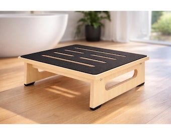 Heavy Duty Wooden Step Stool | Non-Slip Bed Step, 450 lb Capacity