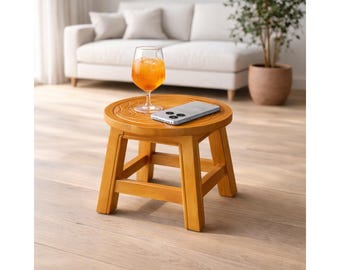 Handmade Carved Wood Step Stool | Rustic Home Decor