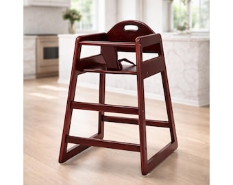 Wooden Baby High Chair for Toddlers, Restaurant Style Stackable High Chair, Solid Wood Commercial Grade Dining Chair for Home & Kitchen
