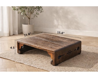 Wide Wood Step Stool – 4 Inch Low Footrest Platform