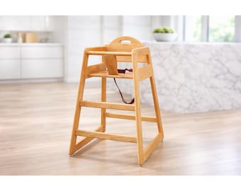 Wooden Baby High Chair for Toddlers, Restaurant Style Stackable High Chair, Solid Wood Commercial Grade Dining Chair for Home & Kitchen