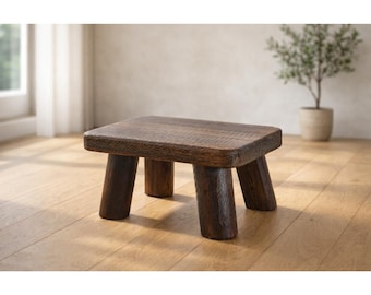 Solid Wood Step Stool, Heavy Duty Bedside Stool