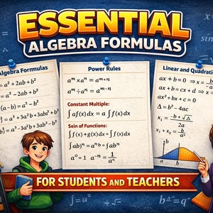 Algebra & Geometry Formula Poster set , Math Cheat Sheet Bundle, Printable Math Study Guide, Student Revision Notes, Digital Download (PDF)