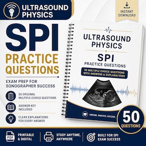 Övningsfrågor i ultraljudsfysik, SPI | 50 frågor och svar i PDF-format för förberedelser inför sonografexamen