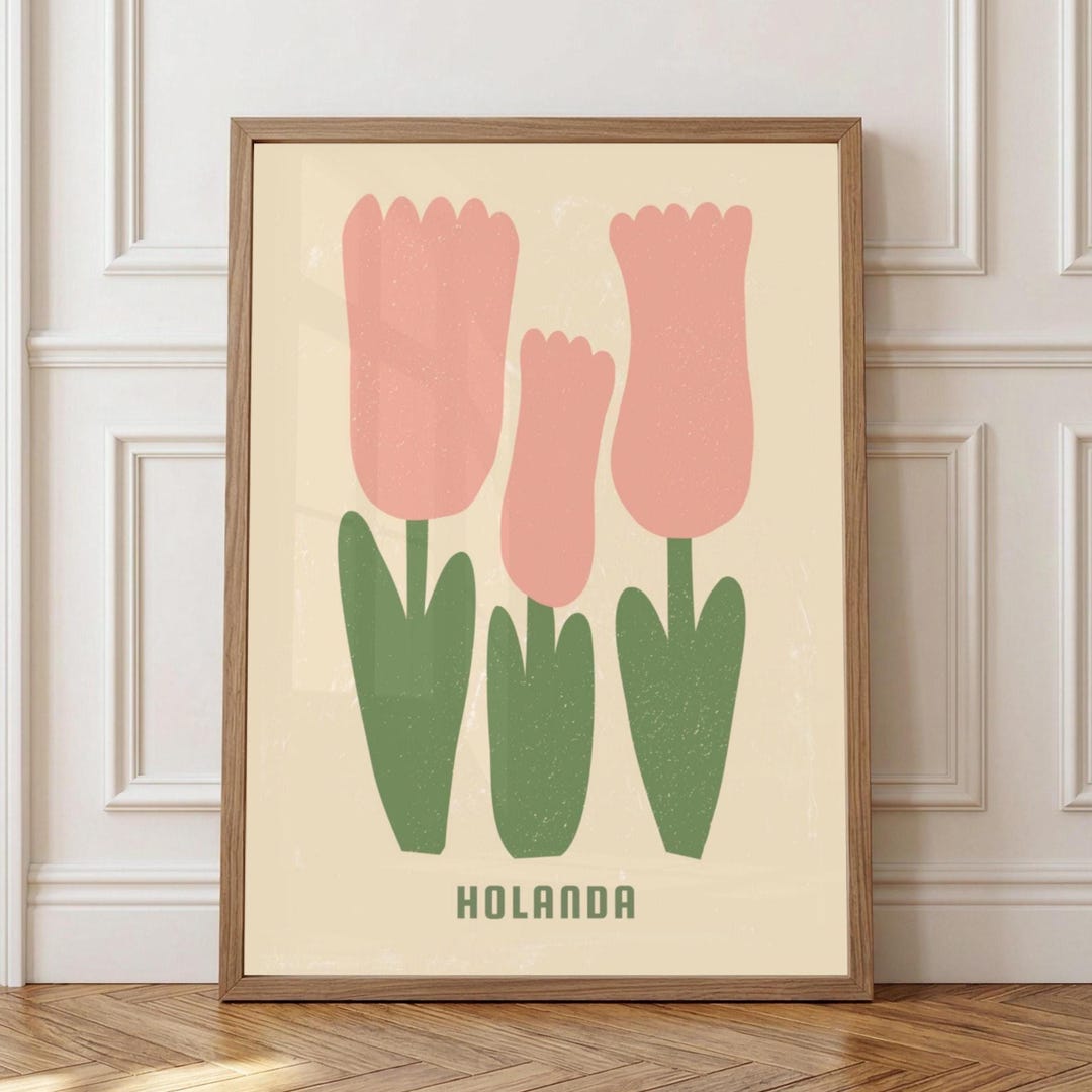 Tulip Wall Art Print, Scandinavian Flower Poster, Minimalist Botanical ...