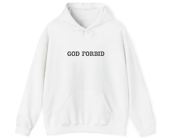 Minimal 'GOD FORBID' White Hoodie Simple Text Graphic Pullover
