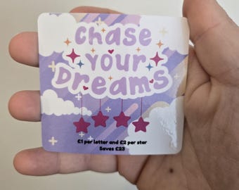 Mini Savings Challenge UK | Laminated Cash Stuffing Card | Cute Budget Tracker | Fun Money Saving (Dreams)