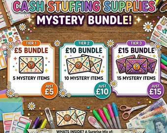 Cash Stuffing Mystery Bundles | Laminated Trackers | Cash Stuffing Binder | Money Saving Challenges