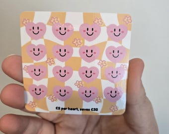 Mini Savings Challenge UK | Laminated Cash Stuffing Card | Cute Budget Tracker | Fun Money Saving (Hearts)