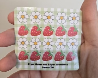 Mini Savings Challenge UK | Laminated Cash Stuffing Card | Cute Budget Tracker | Fun Money Saving (Strawbs)
