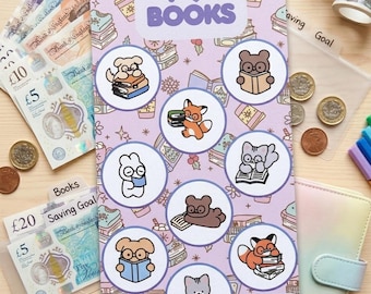I Love Books Savings Challenge Tracker | Laminated Money Saving Chart Insert