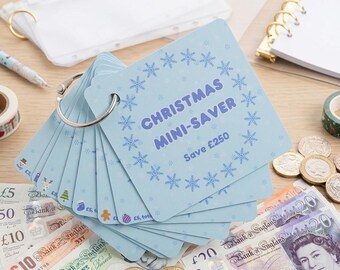 Christmas Mini Savings Challenge Book | Laminated Budget Tracker Set (7 Cards)