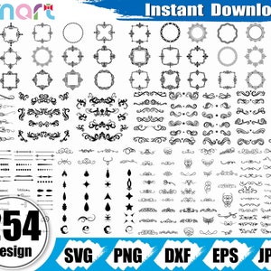 Classical Border SVG Bundle: Line Frames, Wreaths, Garlands (Digital Download)
