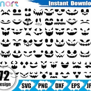 Pumpkin Face SVG Bundle: Halloween Emoji Clipart (Digital Download)