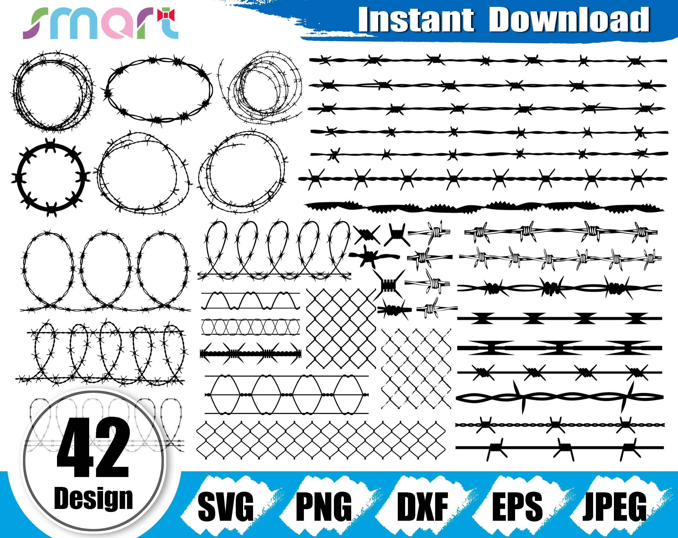 Barbed Wire Svg Bundle,fence Fencing Svg,barbed Wire Vector Clipart Svg ...
