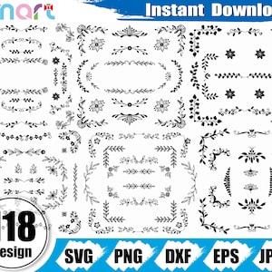 Blatt-Rahmen-Svg-Bundle, Blatt Ecke Rahmen svg, Blatt Ecke Rand svg, Blatt Trenner svg Clipart Vektor png dxf geschnitten Datei für die Kontur cricut