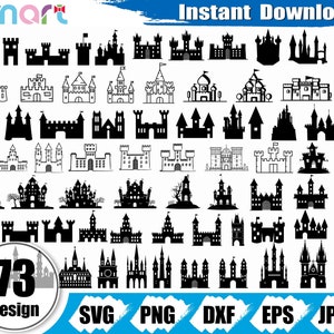 Castle SVG Bundle,Halloween Castle svg,Haunted House svg,Sand Castle svg clipart vector png dxf eps stencil cut file silhouette cricut vinyl
