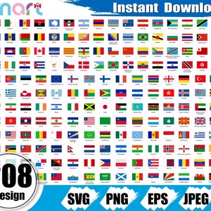 Pacote Svg de bandeira do país, bandeiras nacionais svg, vetor de clipart svg de bandeira regional png eps arquivo de corte de estêncil para arquivo de vinil cricut de silhueta Cameo